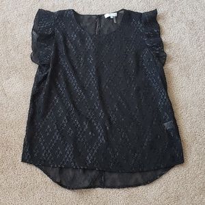 NWOT 1. State Shear black top w flutter sleeves